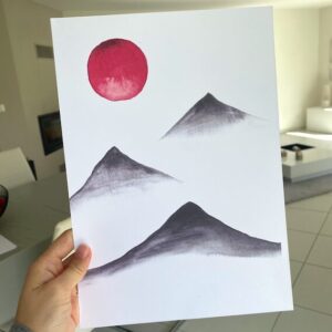 Aquarelle : paysage du Japon