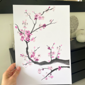 Aquarelle : arbre de sakura